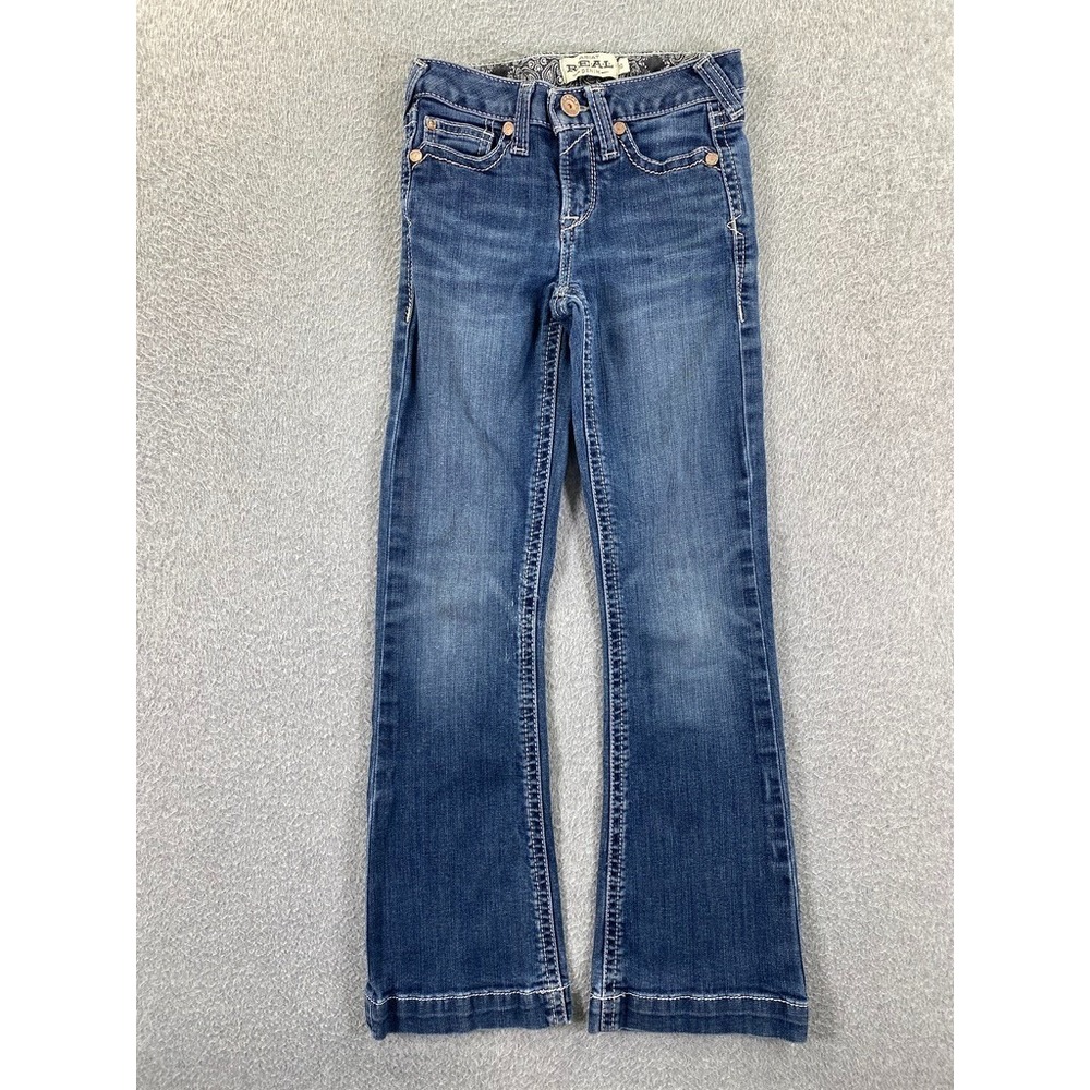 Ariat REAL Bootcut Jeans Girls Size 10 Medium Wash Blue Stretch Western Denim